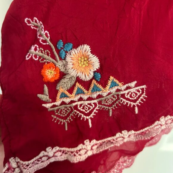 Johnny Was Red Embroidered Top, Size S - Picture 2 of 5